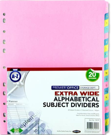 Subject Dividers Extra Wide A-z  20 Part